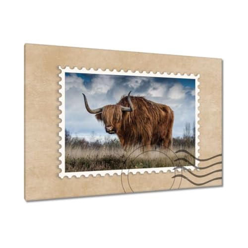 Toile bovin Highland decoration murale 90x60cm pour habiller un mur vide