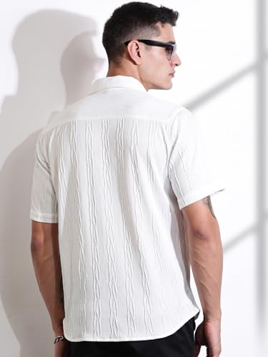 Image of Thomas Scott Men Polyester Blend Solid Oversized Fit Shirt