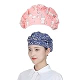 NentMent 2 Pack Bouffant Caps Elastic Adjustable Working Cap Scrub Caps Baker Hats Chef Hat Kitchen Cooking Chef Cap for Women Girls Womens Food Service