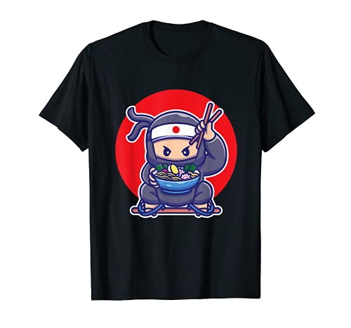 Ninja loves Ramen, Anime, Kawaii, Japanese Art, funny kitty Camiseta