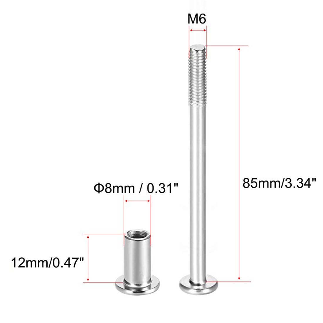 TA-VIGOR 5 Sets Furniture Connecting Screws Bolts, M6 x 85mm Binding Screws Posts Belt Buckle Binding Bolts - Image 2