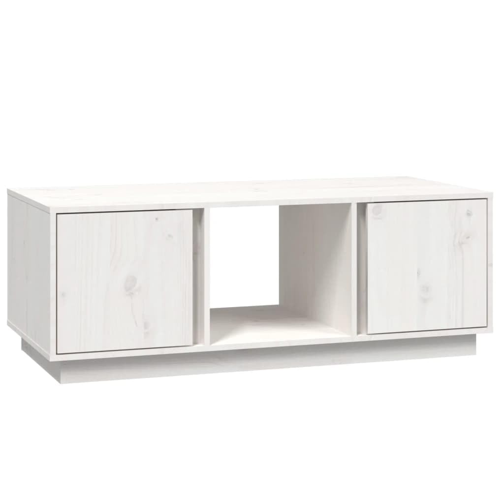 Fengshui Stolik kawowy biały 110 x 50 x 40 cm lite drewno sosnowe