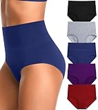 OPIBOO Cotton Womens Underwear High Waisted Tummy Control Full Coverage Postpartum Essentials Panties Stretch Comfortable Briefs Packs Multicolored