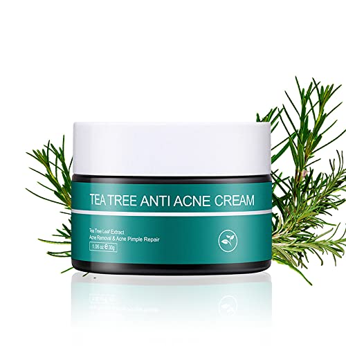 Crema anti-acné con extracto de árbol de té, tratamiento hidratante de cicatrices de acné, crema reparadora hidratante refrescante antiinflamatoria 30g