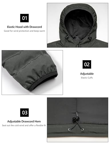 Little Donkey Andy Men's Warm Waterproof Puffer Jacket Hooded Windproof Winter Coat with Recycled Insulation - Image 6
