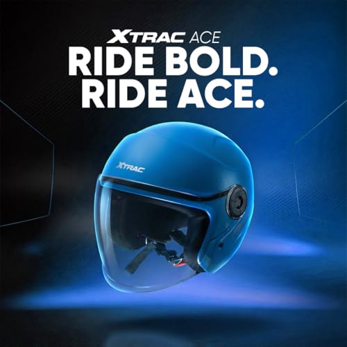 Image of Xtrac Ace Open Face Light Weight Helmet for Men & Women | ISI Certified | Blue | L