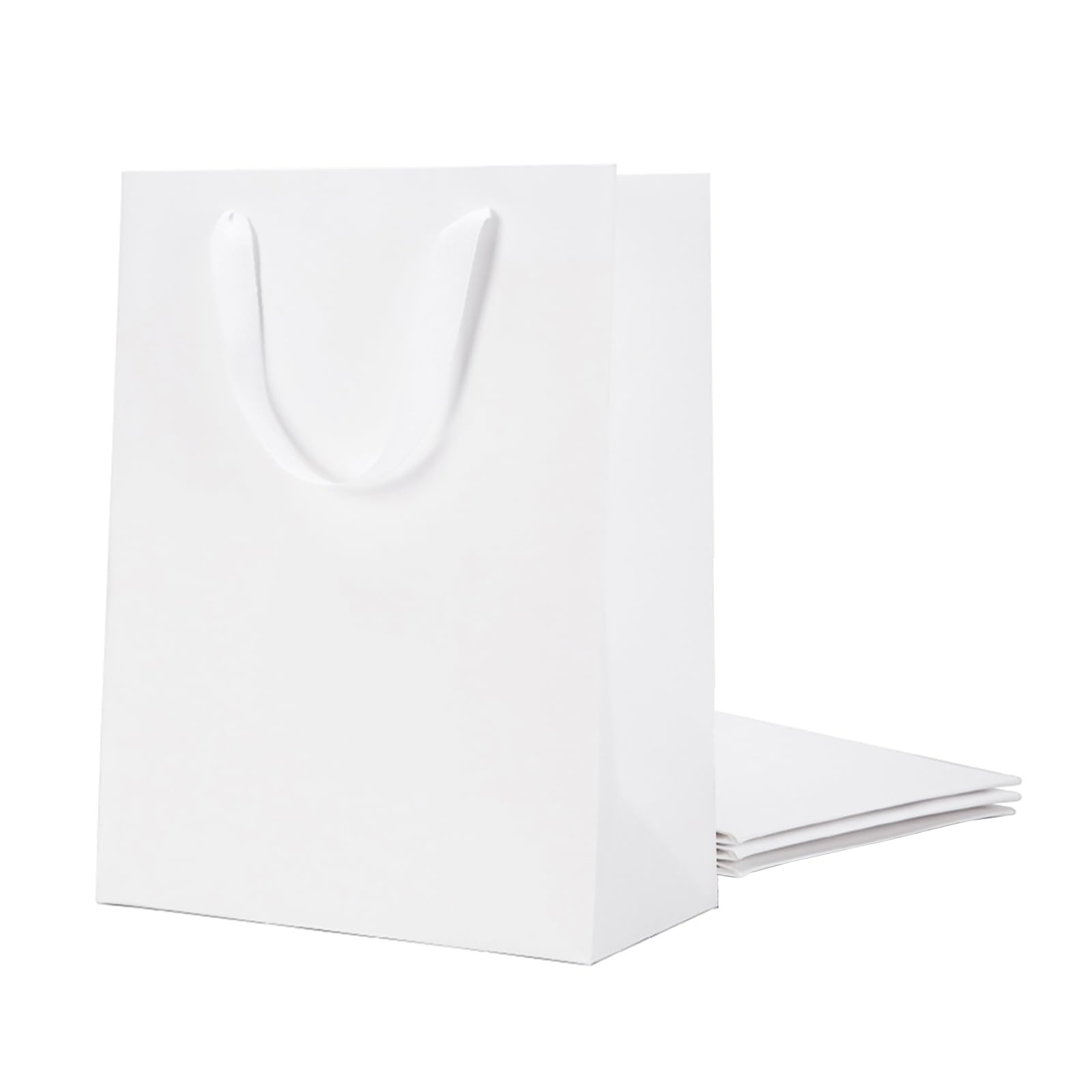 MALICPLUS Zestaw 4 dużych torebek na prezenty o wymiarach 25 x 12,7 x 33 cm, duże, wysokiej jakości matowe białe torby z uchwytami na każdą okazję