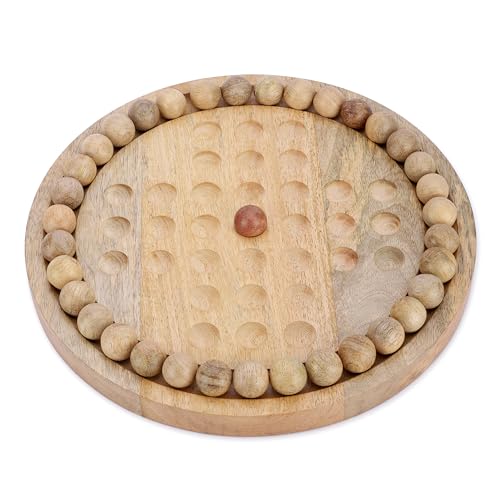 Ajuny Solitär Brettspiel Handgefertigtes aus Holz Solitär Spiel mit Holz Kugeln Klassisches Strategie-Puzzle Logik für Kinder & Erwachsene Spaß Einzelspielerspiel Heim & Büro Deko 27,5 cm (10,8 Zoll)