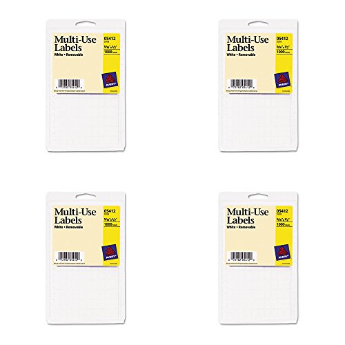 Avery Removable Rectangular Labels, 0.31 x 0.5 Inches, White, Pack of 1100 (5412), 4 Packs