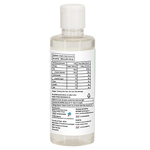 Image of nutndiet Organic Virgin Coconut Oil Cold Pressed | Pure | Natural | Vegan | PET Bottle (200ml)