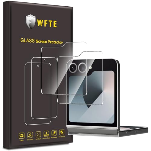WFTE 2-Pack for Samsung Galaxy Z Flip 7 FE/Z Flip 6 Screen Protector Tempered Glass, 9H Hardness, Anti-Scratch, Anti-... Clear, Dust-Free Premium Protective Film, Case Friendly