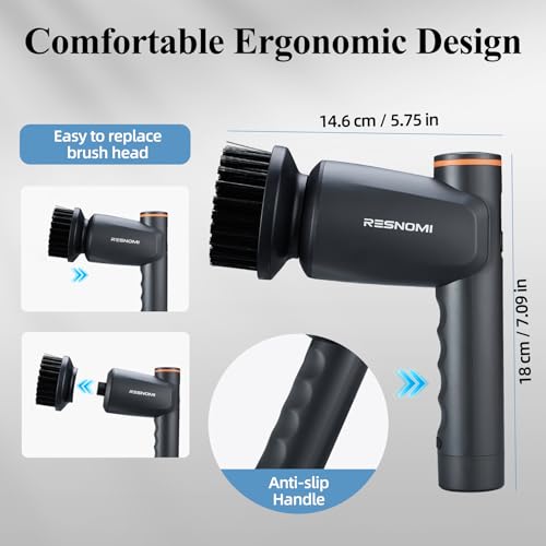 Image of Electric Spin Scrubber,Cordless Shower Scrubber with LCD Display,Upgraded Motor 400 /550RPM,2 Speeds Electric Scrubber with 6 Replaceable Heads,Handheld Cleaning Brush for Kitchen /Bathroom /Tile /Tub