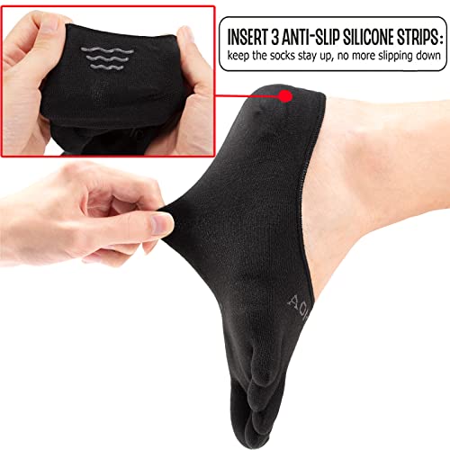 Aomagic Toe Socks No Show Women Men Liner Socks Invisible Non-Slip Low Cut Finger Socks Soft Breathable, White/Black/Grey Medium - 3 Pairs #TOP3