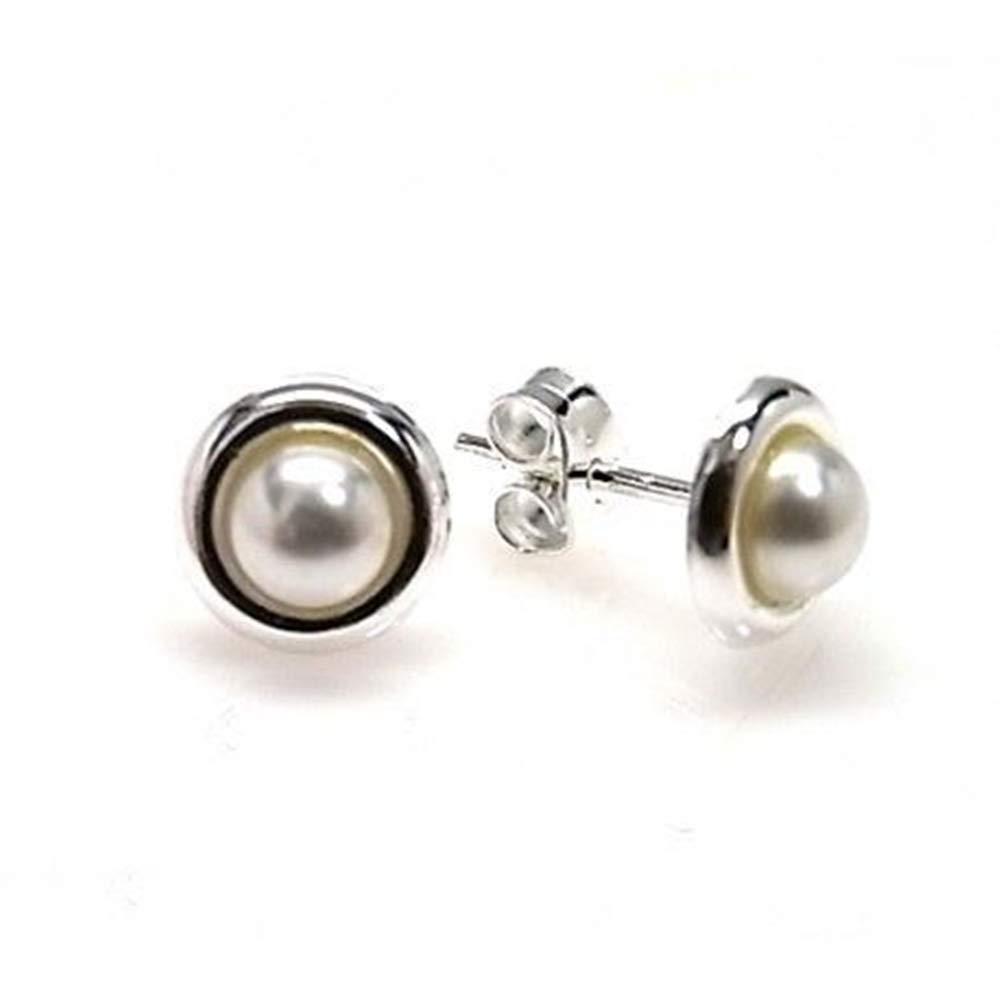 MinoplataPendientes Perla con Filo de Plata de Ley