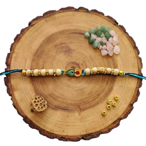 Image of Original Tulsi Rakhi for Brother | Handmade Natural Tulsi Beads Rakhi | Sacred Raksha Bandhan Rakhis for Boys | Traditional Spiritual Rakhi Gift