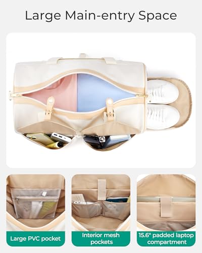 BAGSMART Duffel Bag for Women, Vintage Weekender Bags for Women, Overnight Gym Carry on Personal item for Travel, Black3