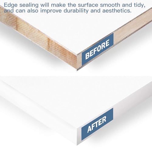 Kantenumleimer Selbstklebend, Kantenumleimer Weiß 18 mm x 6 m, Sicherer Halt ohne Bügeln, Umleimer Weiß zum Regalbretter, Holzplatten