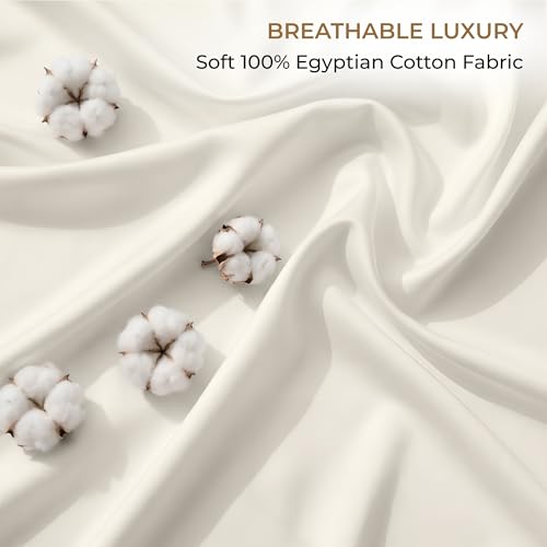 Image of SGI bedding RV Short Queen Sheet Set 60x75, 600 TC Egyptian Cotton, 4 Piece Luxury Hotel Collection, Ultra Soft & Breathable, Fits RV Mattress Camper & Trailer, 15 Inch Pocket, Ivory