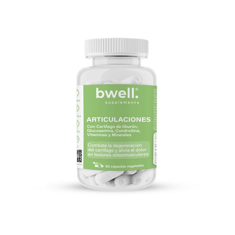 Bwell Supplements 90 Cápsulas - ARTICULACIONES - Con Cartílago de tiburón, Glucosamina,...