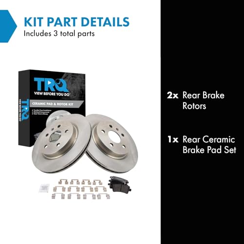 Image of TRQ Rear Brake Pad & Rotor Kit Ceramic | For 10-11 9-5 14-20 Impala 10-16 LaCrosse 13-15 Malibu 16 Malibu Limited 11-17 Regal 13-19 XTS