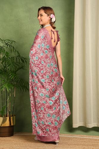 Image of MIRCHI FASHION Women Saree Floral Printed Chiffon | Breathable Lightweight Summer Sari for Office and Daily Use with Unstitched Blouse (Available in 20 Styles)