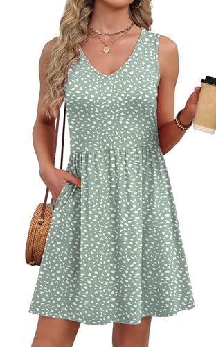 Image of WIHOLL Summer Dresses for Women 2026 Casual V Neck Sleeveless Tank Dress Beach Sundresses with Pockets