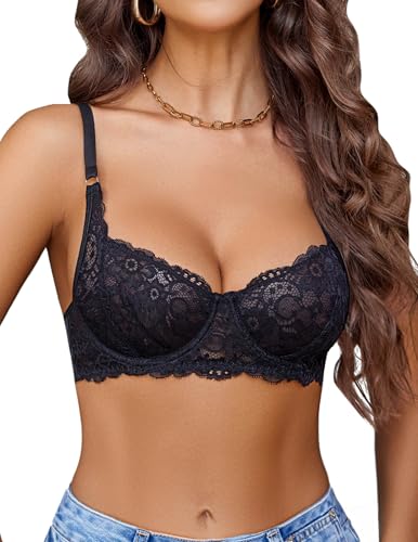 Avidlove Women's Lace Underwire Bra Sexy Mesh Balconette Unlined Everyday ...