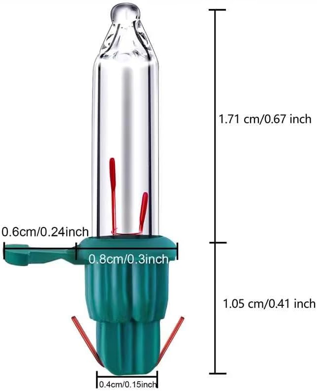 Miniatura 2 de ELCOHO 100 mini bombillas de repuesto de Navidad transparentes de 2.5 V, 170 mA, bombillas de 0.42 W con base verde pellizcada para árboles de