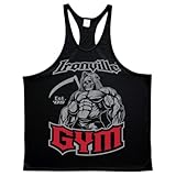 Ironville Gym Grim Reaper Bodybuilding Stringer Tank Top (US, Alpha, Large, Regular, Regular, Black)