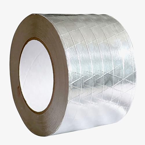Image of Fiberglass Reinforced Foil Duct Tape, 3.18 inch Glass Fiber Cloth Aluminum Foil Tape Duct Tape Withstand 80C to 100C, Fireproof Heat Resistant Tape for HVAC, Metal Repair Sealing and Insulation