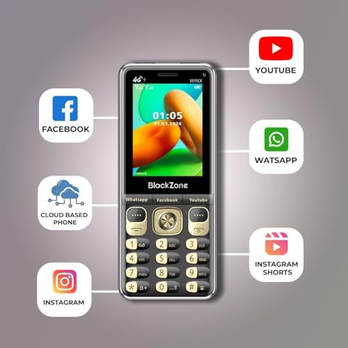 Image of BLACKZONE Winx 4G Plus 3GB RAM 16GB ROM Volte Keypad Mobile Phone with WiFi, Whatsapp, Instagram, YouTube, Play Store, 2.8-Inch Touch Display, All Android Features (1 Year Warranty) (Black)