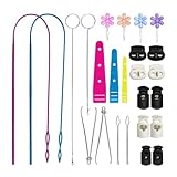 Limtula Juego de enhebradores de cordón flexible con volteadores de acero inoxidable para coser, pinzas de costura de gancho, cierre de cordón