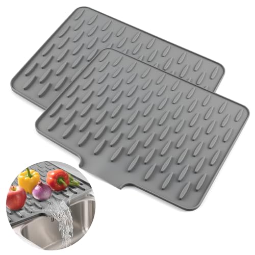 Foydream Alfombrilla Escurreplatos,2 Unidades Escurreplatos Silicona,Alfombrilla Escurreplatos de Silicona 40 x 32,5 cm,Alfombrilla de Goteo para Platos Resistente al Calor para Fregadero y Encimera