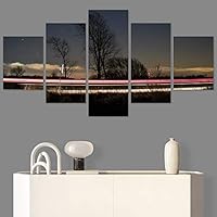 SIGNWIN 5 Panel Canvas Wall Art Road Lights for Home Decorations Ready to Hang - 60