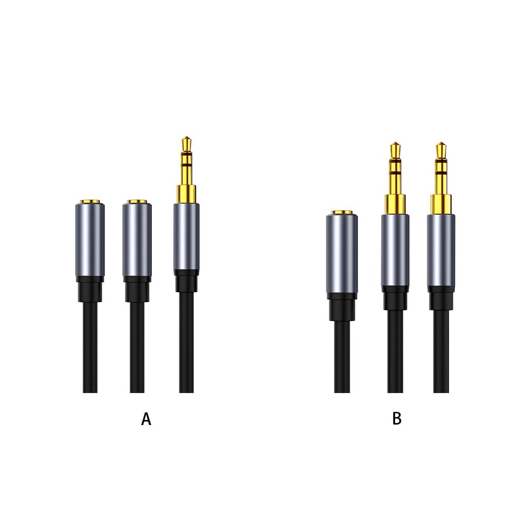 10 x srebrny kabel audio jack 3,5 mm, wtyczka na 2 gniazda, adapter, kabel do telefonu PC, wielofunkcyjny, gniazdo MP4 na 2 wtyczki