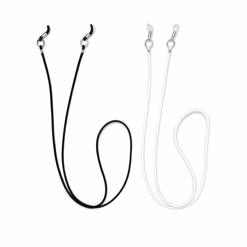 Soft Leather Eyeglass Holder Strap 75cm (Pack of 2 Black & White) | Adjustable Spectacle Chain Anti Slip Chashma Dori for Men & Women-image-6