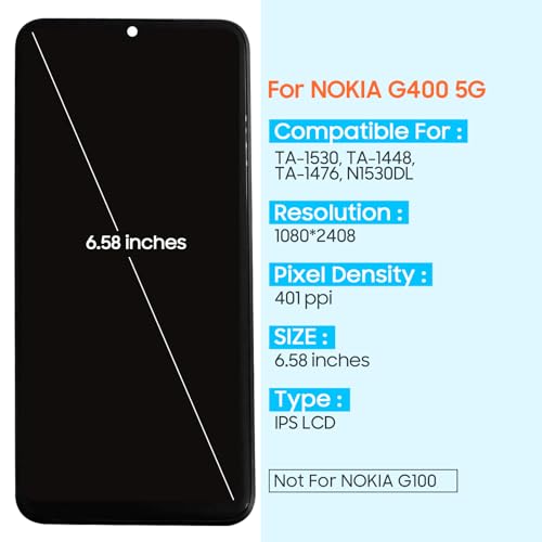 Écran pour Nokia G400 5G afficheur de qualité supérieure avec cadre