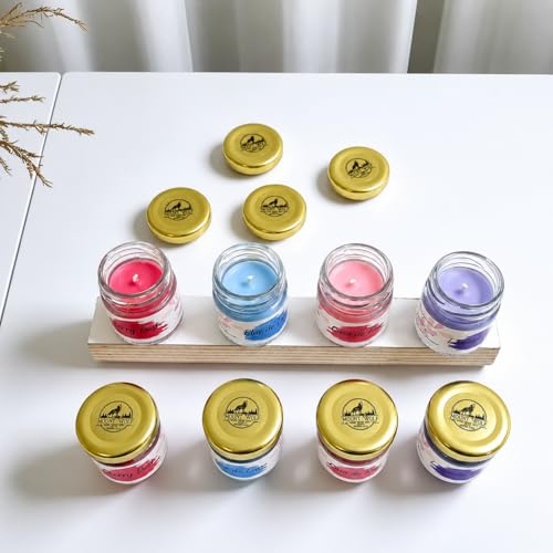 Image of Premium Scented Candle Jar Set of 8 - Cherry, Ocean Blue, Rose & Lavender Fragrances - Home Decor, Aromatherapy & Gifting, 90 gm Each