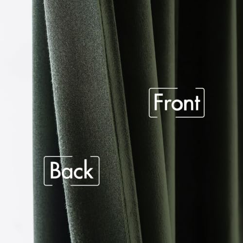 Image of MIULEE Velvet Curtains 52x84 inches 2 Panels Olive Blackout Curtains | Luxury, Bedroom Living Room, Thermal Insulated, Super Soft Window Drapes, Rod Pocket & Back Tab