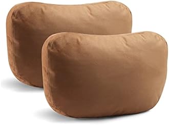 2Pcs Car Neck Pillows for headrests,for Travel Interior Accessories and Suede Support Head Pillows，Balance Neck Pillow Designed to Relieve Neck Pain and Muscle Tension.(Brown)