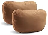 Jachenyue 2Pcs Car Neck Pillows for headrests,for Travel Interior Accessories and Suede Support Head Pillows，Balance Neck Pillow Designed to Relieve Neck Pain and Muscle Tension.(Brown)