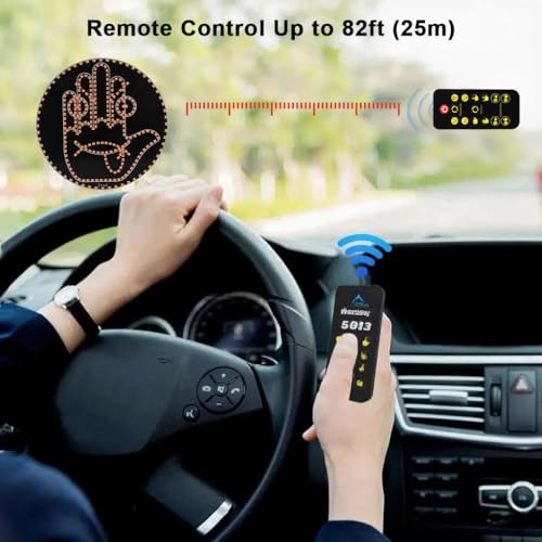 Image of STHIRA Car Rear Windshield Window Light with Remote Control for Creative Smiley Face and Hand Gesture LED Decorative Display, 8 Visual Patterns, USB-C Plug and Go, Battery Operated (No Battery