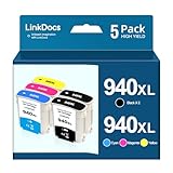 LinkDocs Remanufactured HP 940XL C4906AN, C4907AN, C4908AN, C4909AN Ink Cartridges Used with HP Officejet Pro 8500A 8000 8500 Printer, 5 Pack (2Black 1Cyan 1Magenta 1Yellow)