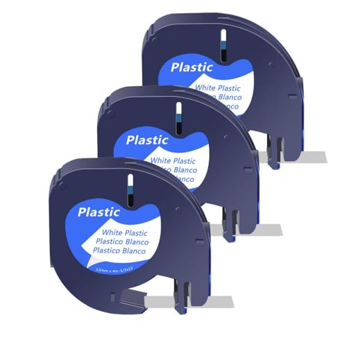 3 5 10 PCS LETRA�^�O�e�[�v12mm�v���X�`�b�N���x�����{��a16952 a16951 a12267 for qx50���x�����[�J�[�ƌ݊���(3PK White-Plastic)