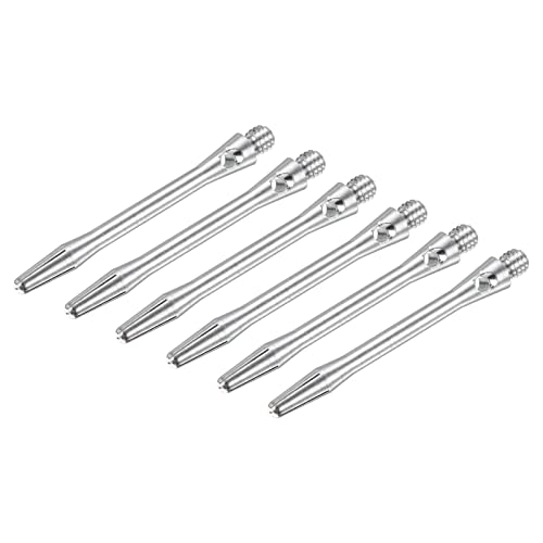 PATIKIL 45mm Aluminum Dart Shafts, Medium 2BA Thread Dart Stems Dart Accessories Throwing Fitting for Steel Tip - 6 Pack (Silver Tone)