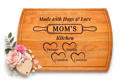 Tabla de cortar rectangular de madera personalizada para mamá o abuela miniatura 1