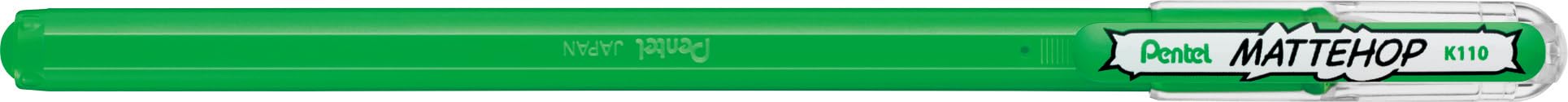 Pentel K110-V Mattehop Gel Ink Rollerball, 1.0mm Tip, Green ink (Single Pen)
