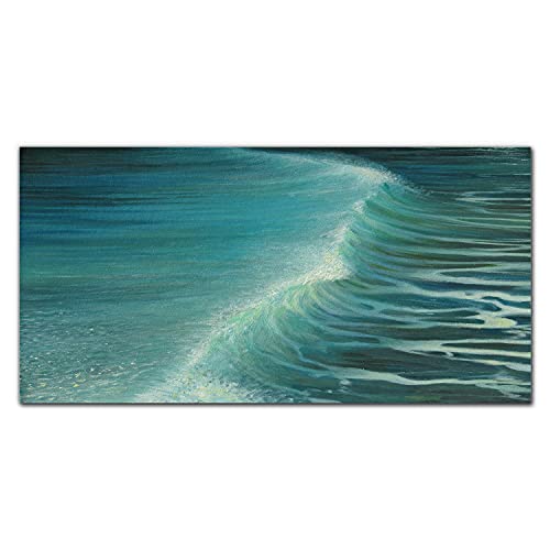 Tableau en verre pour mur vide et sombre avec motif vagues lumineuses