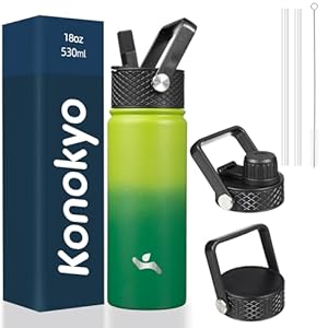 Insulated Water Bottle 18oz Stainless Steel Water Bottles With 3 Lids Sports Water Bottle,Bamboo Grove
