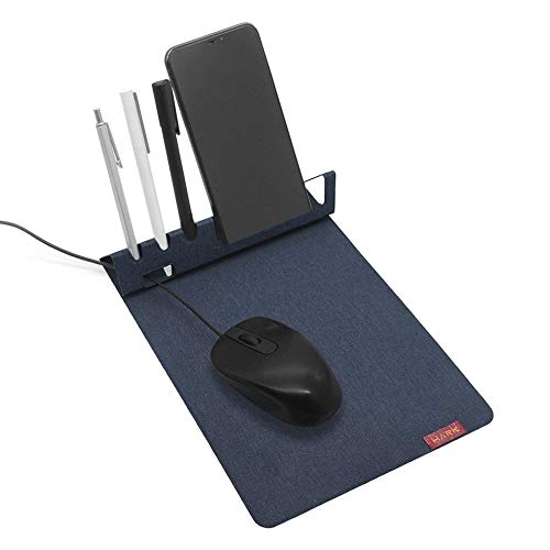 SenseAGE Multifunktionales Mauspad mit Rutschfester Basis, Handy-, Stift- und Kabelhalter, kompatibel für alle Arten von Mäusen, Marine Cover